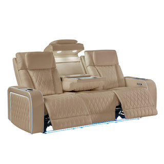 Electra - Power Reclining Sofa With Power Headrests, Drop Down Table, Reading Light, Massage, LED Lighting And USB Control