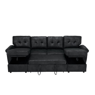 Convertible Sectional Sofa Bed With Pull Out Sleeper And Storage