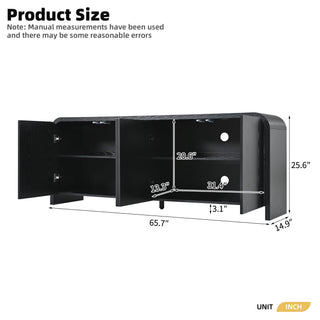 Curved Edge TV Stand With Large Cabinets