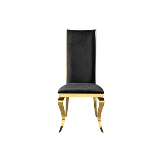 Dining Chair (Set of 2) With Unique Backrest Stainless Steel Legs - Gold