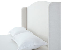 Hannah - Upholstered Wingback Bed Size / Tall Headboard Upholstered King Bed / Premium Textured Look / Minimalist Designs / No Box Spring Needed