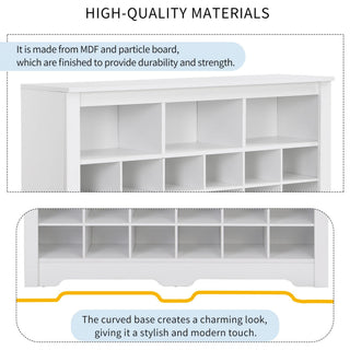 24 Shoe Cubby Console, Shoe Cabinet - White