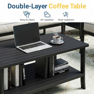 Patio Furniture Set With Coffee Table And Cushions For Backyard