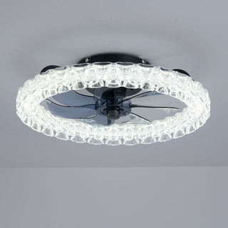 LED Light Source And Remote Control, 3000 - 6500K Dimmable Flush Mount LED Fan Light, 6 Speeds, Quiet DC Motor - Matte Black
