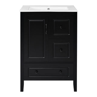 Retro Bathroom Vanity With Sink, Soft Closing Cabinet & Drawers
