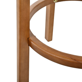 Bar Stool With Curved Backrest, Rounded Edges, And Footrest (Set of 2) - Beige / Walnut