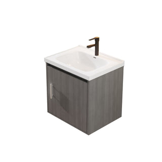 Floating Bathroom Vanity Combo, Wall Mounted Cabinet With Sink & Soft Close Doors For Small Bathrooms