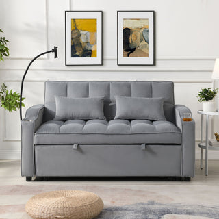 Modern Loveseat With Pullout Bed, Adjustable Reclining Backrest