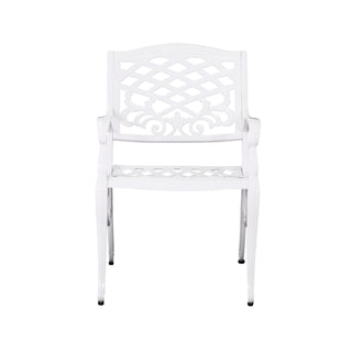 Unravel - Outdoor Arm Chair With Scroll Design And Floral Accents (Set of 2) - White