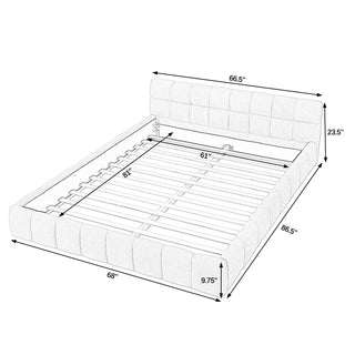 Modern Platform Bed Frame With Thick Fabric