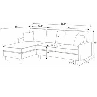Upholstered Sectional With Toss Pillows