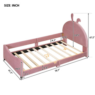 Upholstered Daybed With Rabbit Ear Shaped Headboard