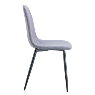 Luxury Simple Chair Linen Cotton High Resilience Dining Chair With Black Metal Legs (Set of 4) - Light Gray