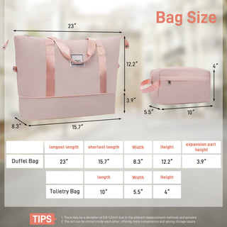 Hardshell Luggage Set 6 Piece With Duffel & Toiletry Bag, Lightweight Spinner Wheels, 16" / 20" / 24" / 28" Suitcases - Light Pink