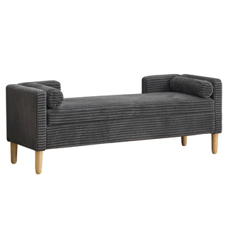 Upholstered Corduroy Flip Top Storage Bench For Living Room