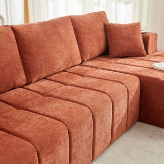 L - Shaped Sectional Sofa With Cup Holders & Side Pockets