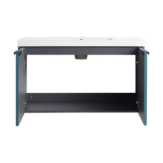Contemporary Wall Mounted Bathroom Vanity With Resin Double Sink