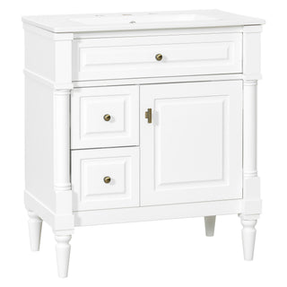 Modern Bathroom Vanity With Sink, Freestanding Cabinet With Flip Drawer & Adjustable Shelf