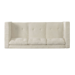 3 Seater Sofa With Square Arms, Tufted Pillow Back For Living Room
