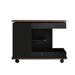 Adjustable End Table With Wheels, 360°Rotating Top And Storage Space