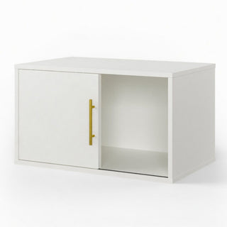 Cube Storage Organizer With Sliding Door Stackable Modular Bookshelf & Storage Cabinet - White