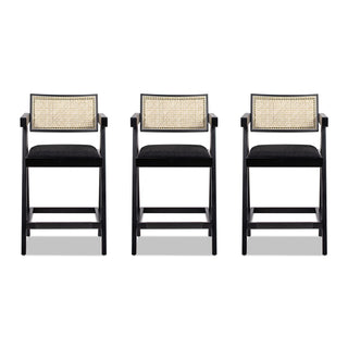 Milan - Modern Webbing Back Stool With Arms (Set of 3)