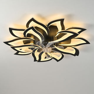 Ceiling Fan With Remote Control And Lights, 6 Speeds, 3 Color Temperatures, Low Profile Flush Mount