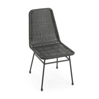 Outdoor Dining Chairs (Set of 2), Rattan Backrest And Cushions, Iron Frame - Dark Brown