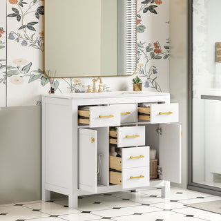 Bathroom Vanity With Sink Combo Set, Modern Bathroom Cabinet With 4 Drawers