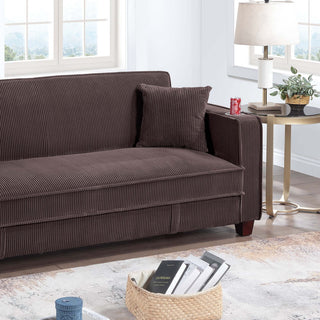 Modern Convertible Sofa With Hidden Storage USB Port, Cup Holder