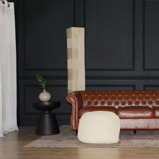 Semi Rounded Pouf, Cable Knitted, Perfect Seating