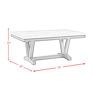 Everdeen - Dining Table With White Faux Marble Top - Charcoal