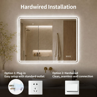 24" X 32" Rectangular Front Lighted And Backlit LED Bathroom Mirror With Anti Fog - Clear