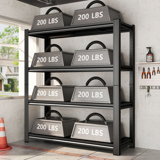 4-Tier Height-Adjustable Storage Rack, Vertical Organizer, Assembly Required - Black