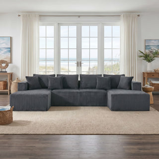 U-Shaped Modular Sectional Sofa With Double Chaise, Oversized Deep Seat For Living Room