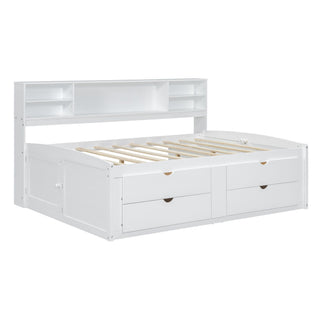 Daybed With 2 Bedside Cabinets, Upper Shelves And 4 Drawers