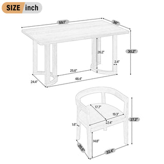 Rectangular Dining Table Set For 6 With Upholstered Barrel Back Chairs