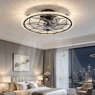Caged Ceiling Fan With Remote Control Lights, 6 Speeds, 3 Color Temperature LED - Antique Black