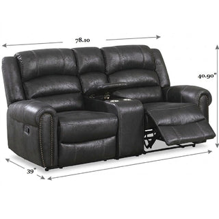 Power Reclining Loveseat With USB Port And Cup Holder Console - Black