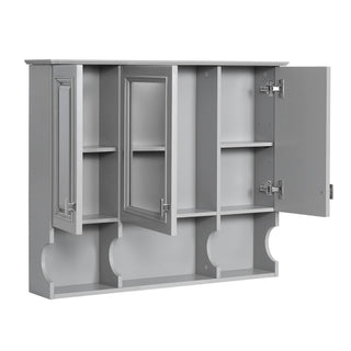 Wall Mounted Bathroom Medicine Wall Cabinet With Mirror & Open Shelves