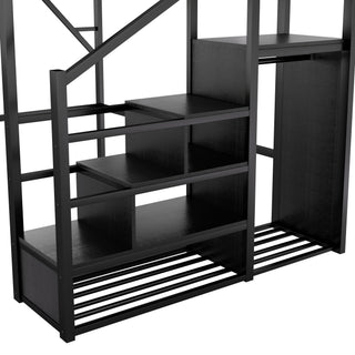 Loft Bed With Storage Shelves, Wardrobe