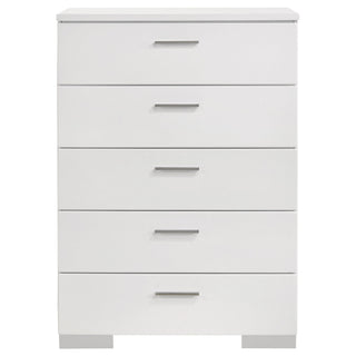 August - 6 Piece Queen Panel Bedroom Set With LED Lighting - White