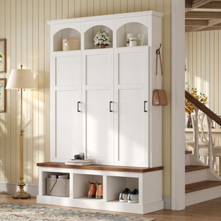 Classic Arched Design Hall Tree With 3 Hidden Storage
