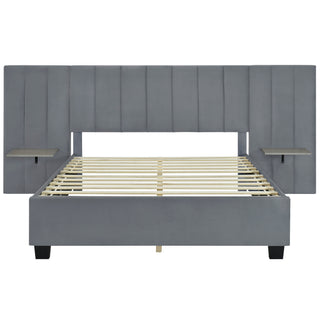 Upholstered Platform Bed With Big Headboard