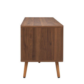 TV Stand With 2 Drawers, Media Console Table For TVs Up To 80'' For Living Room - Walnut