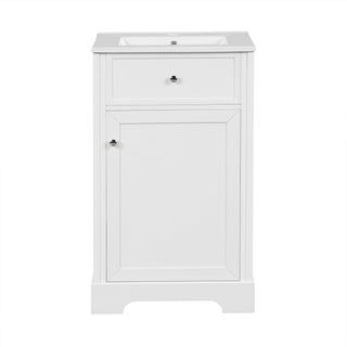 20" Bathroom Vanity With Sink, Soft Closing Cabinet Door, Adjustable Shelf & Storage Rack - White