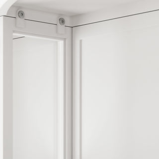 Arched Glass Double Door Wardrobe With Shatterproof Mirror, Open Shelf & Towel Rack