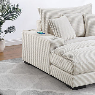 Upholstered Chaise Lounge With Cup Holders USB Port And Pillows