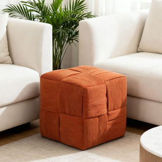 Square Ottoman Foot Rest With Woven Design