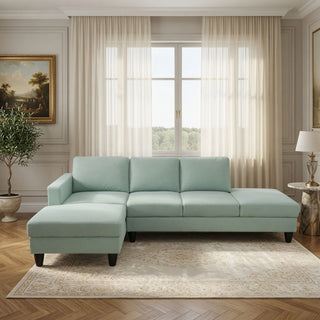 L - Shaped Sectional Sofa With Left Chaise & Ottoman - Pale Green